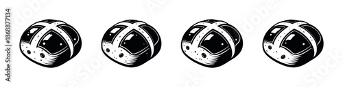 Bakery vector icons set: bread and pastry symbols for food design