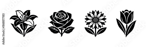 Botanical vector icons set: floral, nature, and garden symbols