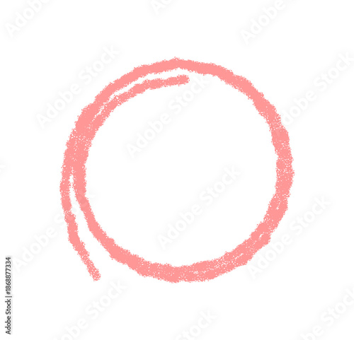 Crayon sketch round quote box badge in pink with soft contour detail forms a highlight symbol. This circle background brings a playful and modern graphic element for various creative badge and symbol