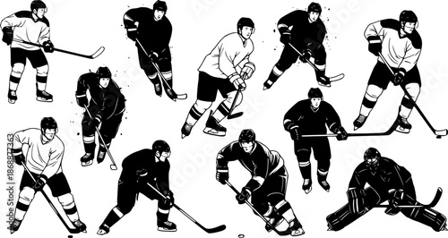 vector silhouettes of players in action