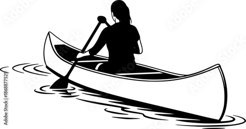 silhouette of a women kayaking vector