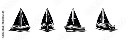 Sailing vector icons set. nautical and boat symbols for design