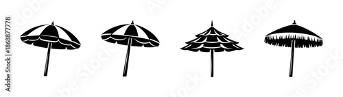 Beach and summer vector icons set. coastal and seaside symbols