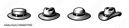 Hats and headwear vector icons set: fashion and style symbols