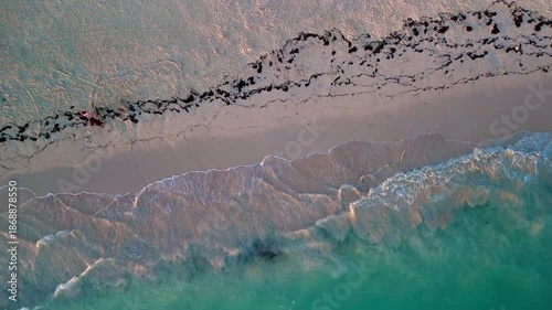 Aerial view of waves on a beach