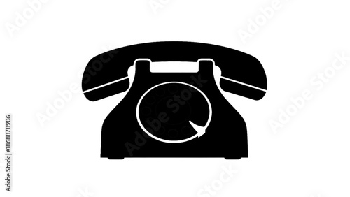 Vector illustration of a classic retro rotary telephone, old vintage communication device on transparent background