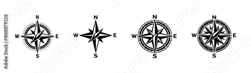 Compass vector icons set. navigation and direction symbols for travel design