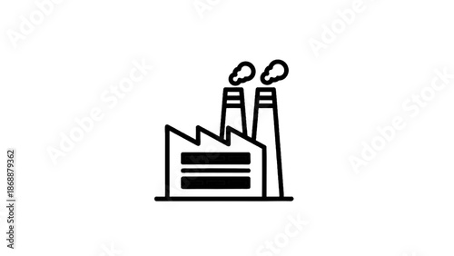 Vector illustration of, on transparent background, a factory with smoking chimneys icon