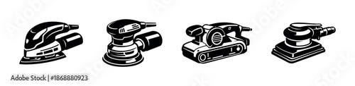 Power tools vector icons set. electric equipment and workshop symbols