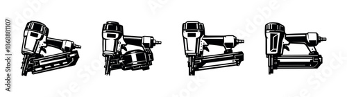 Construction tools vector icons set. nail guns, carpentry, diy essentials