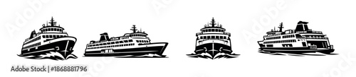 Nautical transport vector icons set. marine transport and ferry symbols