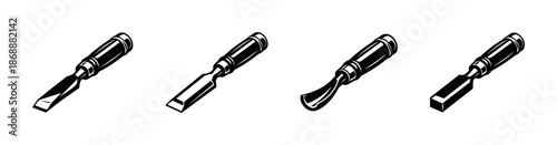 Carpentry tools vector icons set. woodworking and crafting symbols