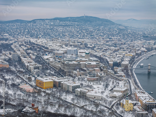 Photography Snowy Budapest Landscape, Buda Castle, Budapest Hungary