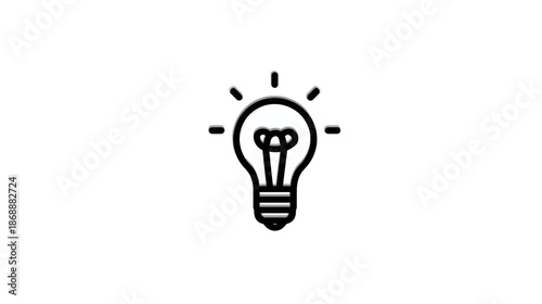 Creative glowing light bulb outline icon. Symbolizing innovation, bright ideas, solutions, inspiration, and technology concepts.