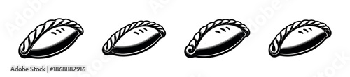Food and cuisine vector icons set. pastries and baked goods symbols