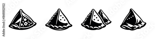 Indian food vector icons set with snacks and street food symbols