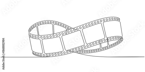 A film strip illustration on a white background, symbolizing cinema and filmmaking.