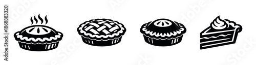 Bakery and desserts vector icons set. pie and pastry symbols