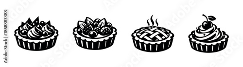 Dessert and pastry vector icons set. sweet treats and bakery symbols