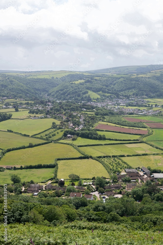 Naklejka premium View from Bossington hill of Allerford and Porlock in Exmoor National Park