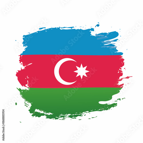 Abstract Paint Splash Illustration of the Azerbaijan National Flag in Blue Red and Green Colors