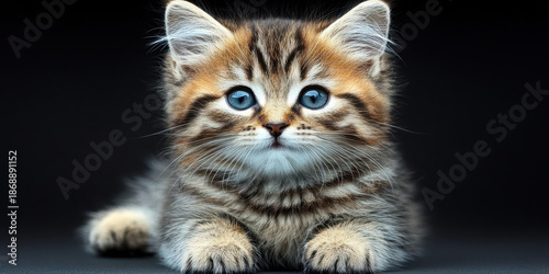 Small Tabby Kitten Portrait Looking at Camera