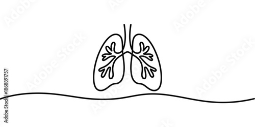 A simple line drawing of human lungs on a white background
