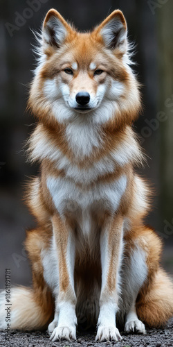 Fluffy Orange and White Fox Cub Portrait