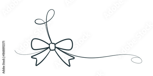 A simple line drawing of a ribbon bow on a white background