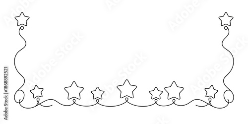 A beautiful black and white line drawing of a starry border on a plain white background