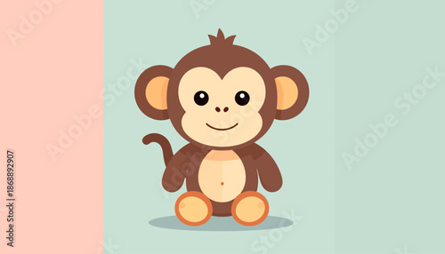 Cute Cartoon Monkey Sitting Down Illustration