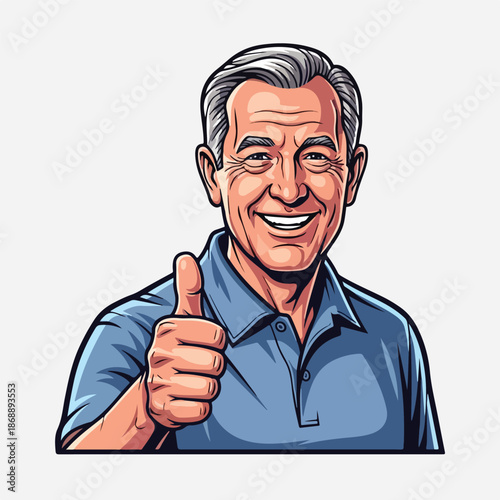 Smiling Senior Man Giving Thumbs Up Sign of Approval.