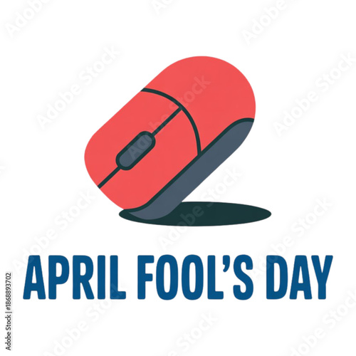 Computer mouse with april fool's day text isolated on white background, Vector, illustration