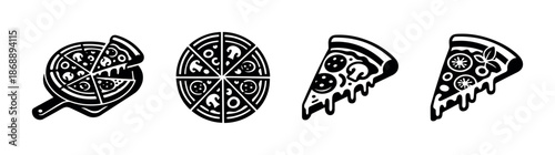 Pizza vector icons set. food, slices, italian cuisine symbols