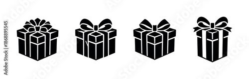 Gift boxes vector icons set. present, gifts, parcel symbols