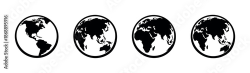 World map vector icons set. earth, globe, continents symbols