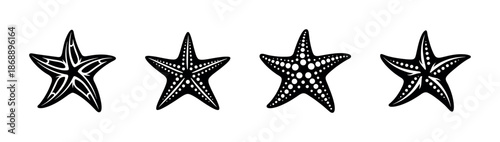 Starfish vector icons set. marine, sea life, ocean symbols