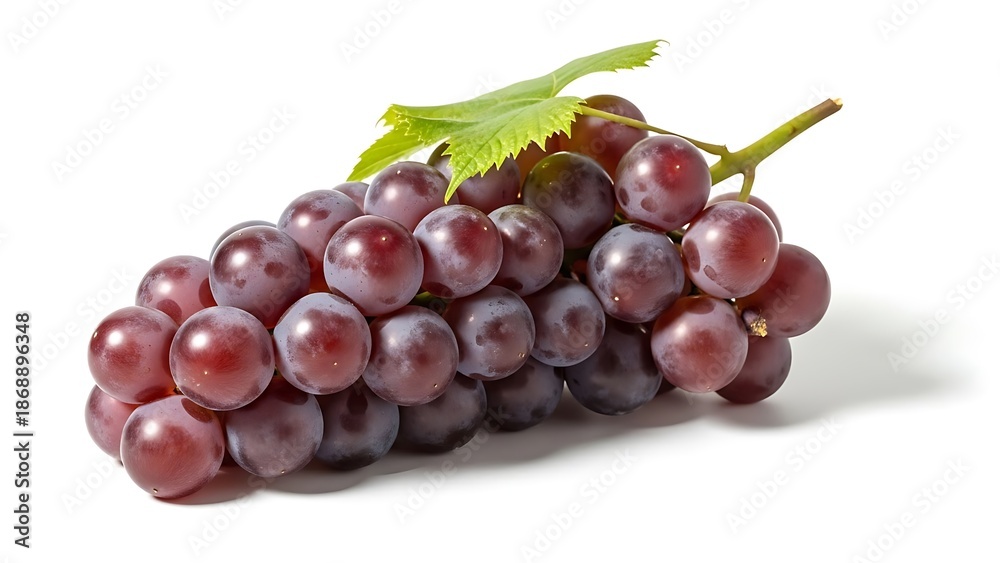Fototapeta premium Fresh Red Grapes on White Background
