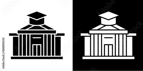 College  Icon Set White Style Collection