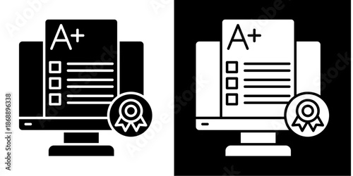 Exam  Icon Set White Style Collection