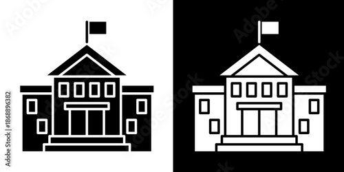 University  Icon Set White Style Collection