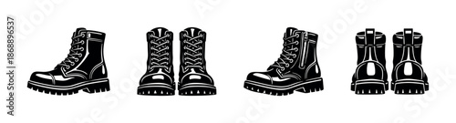 Boots vector icons set. footwear, shoes, boot symbols collection