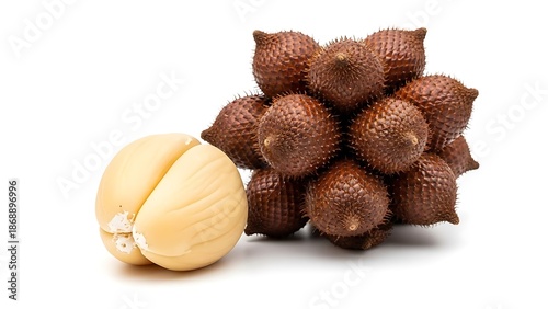 Fresh Nutmeg Seeds Isolated on White Background