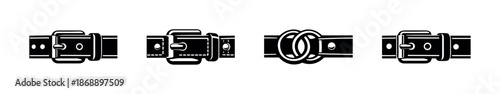 Belt vector icons set. fashion, accessory, buckle symbols