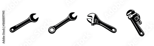 Wrench vector icons set. tools, repair, maintenance symbols