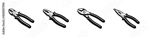 Tool vector icons set. hand tools, pliers, repair symbols