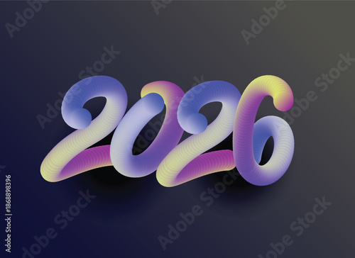 2026 3D typography text Vector Template
