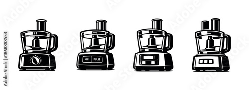 Kitchen appliance vector icons set. food processor, blender symbols