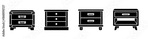 Furniture vector icons set. dressers, cabinets, storage solutions symbols