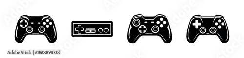 Game controller vector icons set. gaming, joystick, console symbols